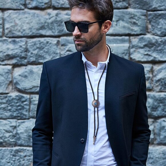 6Pcs Bolo Tie Set for Men, Western Cowboy, Turquoise & Tiger Eye Stone Neck Tie - Picture 5 of 9